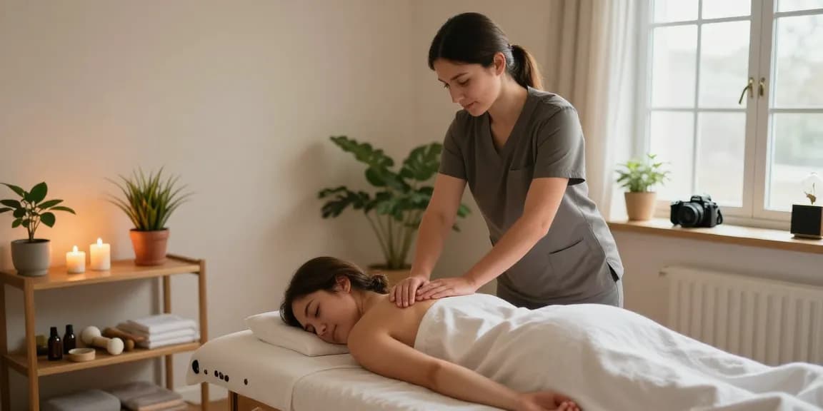 Swedish massage therapy session in a serene wellness studio.