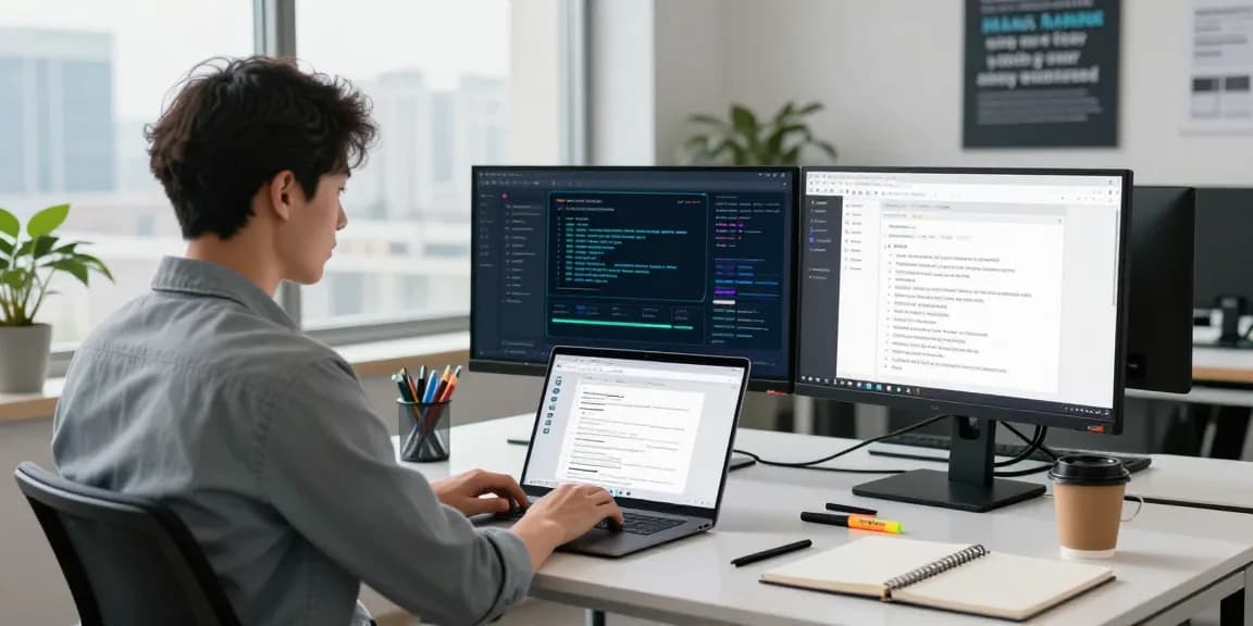 Detect fake pdf with AI technology in modern office workspace.