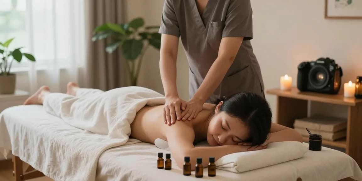 월곶출장안마 세션을 받는 고객과 전문 마사지 치료사 모습