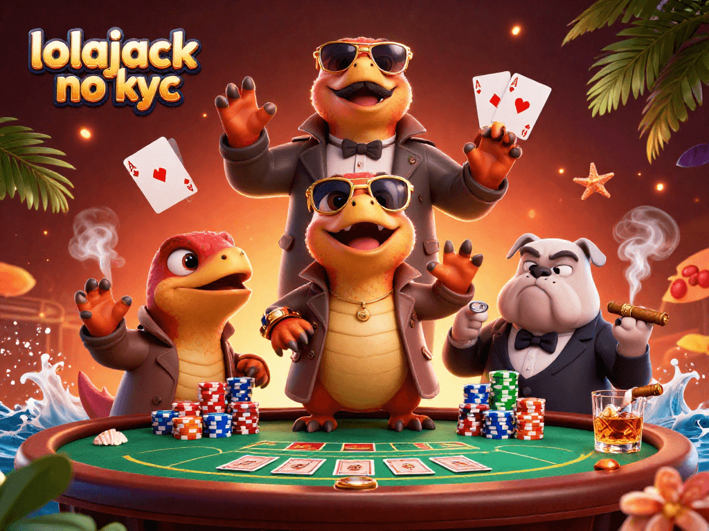 Engage in the excitement of lolajack no kyc with raptors attempting to enter a VIP casino lounge.