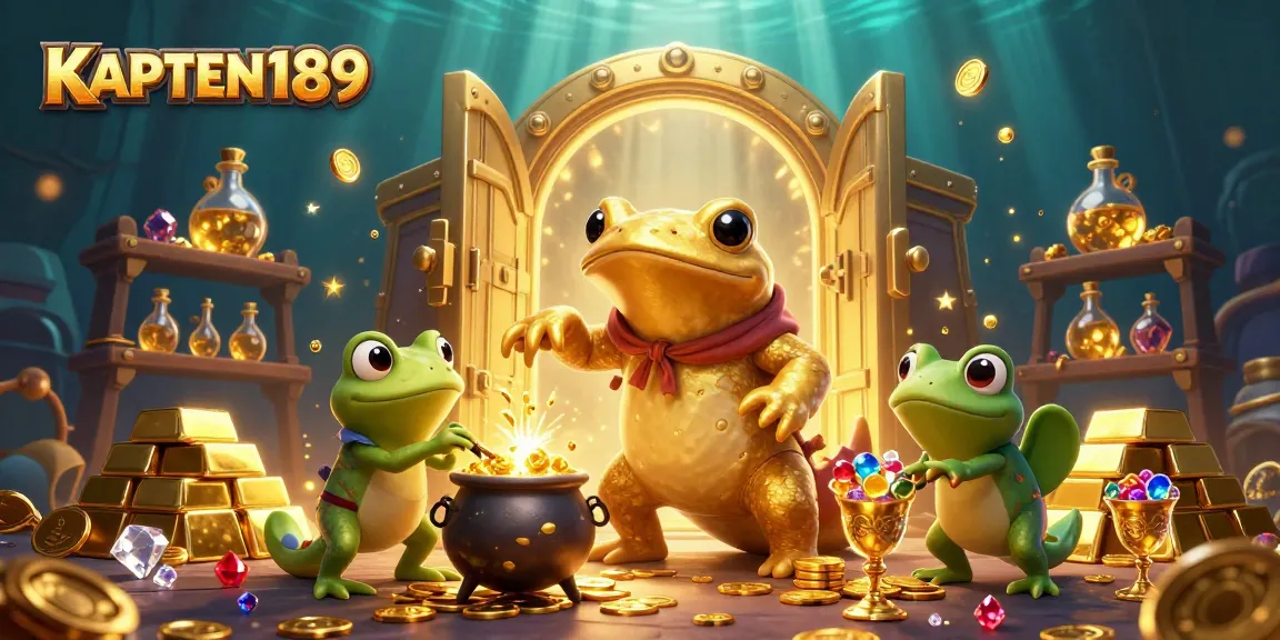 KAPTEN189 menampilkan alchemist salamander emas raksasa mengubah logam menjadi koin emas dalam suasana kasino yang megah.