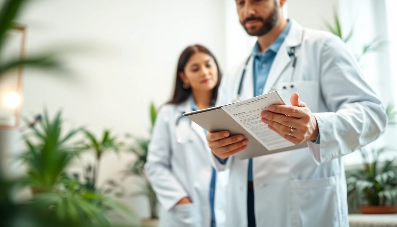 Consultation about Medical marijuana card in a professional healthcare setting.