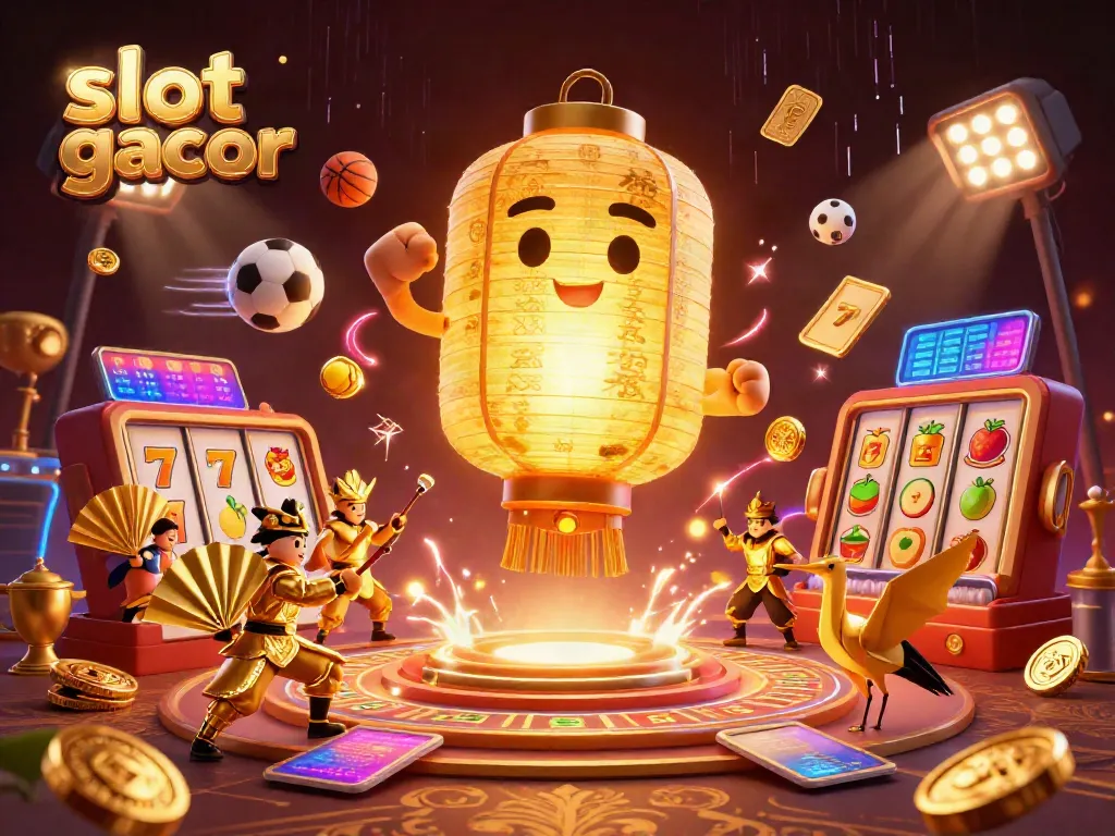 Slot gacor yang menyenangkan dan beruntung dengan simbol, rol, dan elemen kasino menarik.