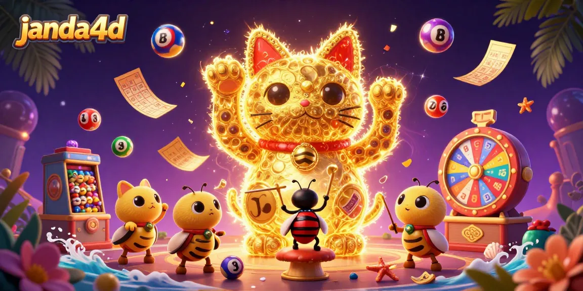 Janda4d menyajikan ilustrasi 3D menarik dengan simbol kasino dan unsur keberuntungan.