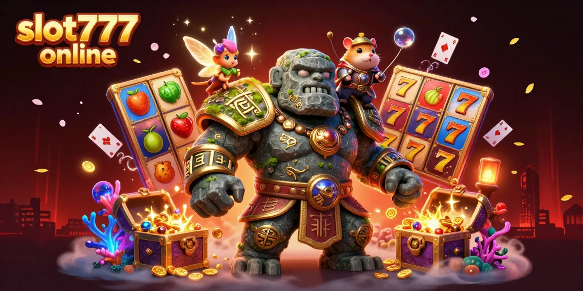 Experience thrilling wins at slot777 online with captivating 3D characters amidst vivid casino elements.