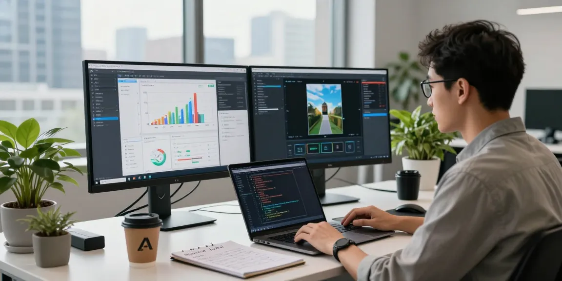 Data scientist analyzing results from ai image detector in a modern workspace.