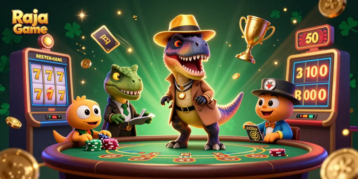 Experience thrilling gameplay in Raja Game with a velociraptor card counter and exciting slot elements.