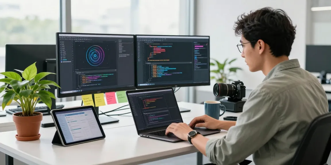Experience spicy AI interaction in a modern tech workspace featuring a software engineer coding and engaging with innovative chatbot technologies.