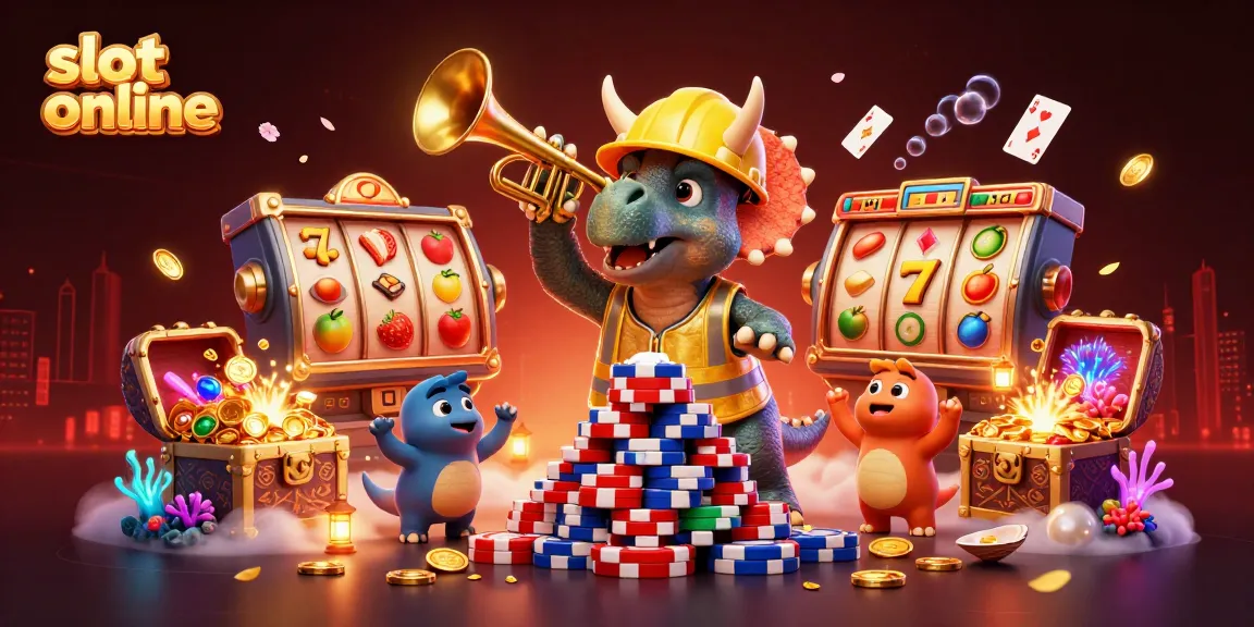 Slot online yang penuh aksi dengan triceratops dan permainan slot dalam komposisi yang megah