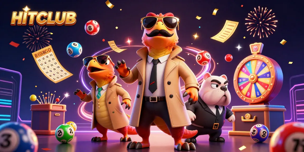 Join HITCLUB while three raptors sneak into a VIP casino lounge with colorful balls and confetti.