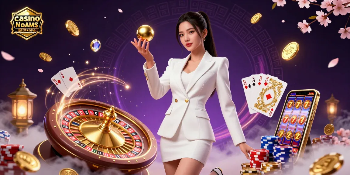 Scopri l'emozione del gioco con casino non AAMS affidabili, con una donna asiatica elegante e elementi di casinò lussuosi.