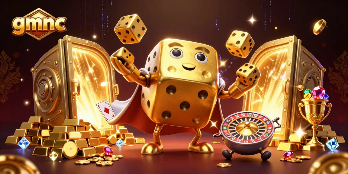 Engage in thrilling dice games with gmnc's vibrant casino promotional illustration filled with energetic designs.