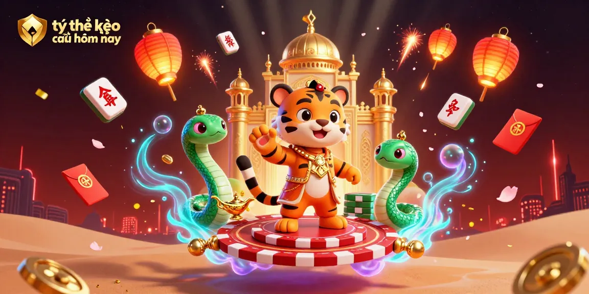 Betting on tỷ lệ kèo nhà cái hôm nay while enjoying vibrant casino-themed 3D digital art.