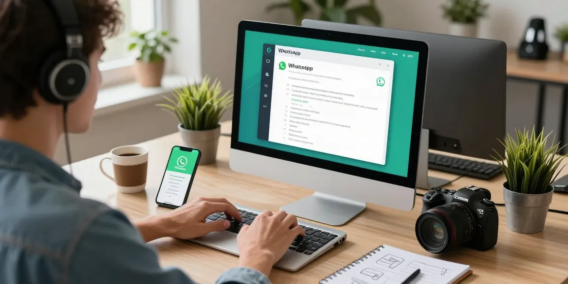 Engaging with WhatsApp電腦版 on a sleek desktop in a modern home office.