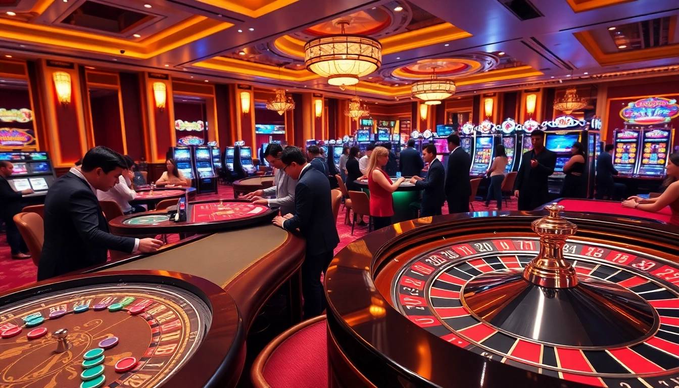 Khela88 casino features vibrant gaming tables and players enjoying live dealer games.