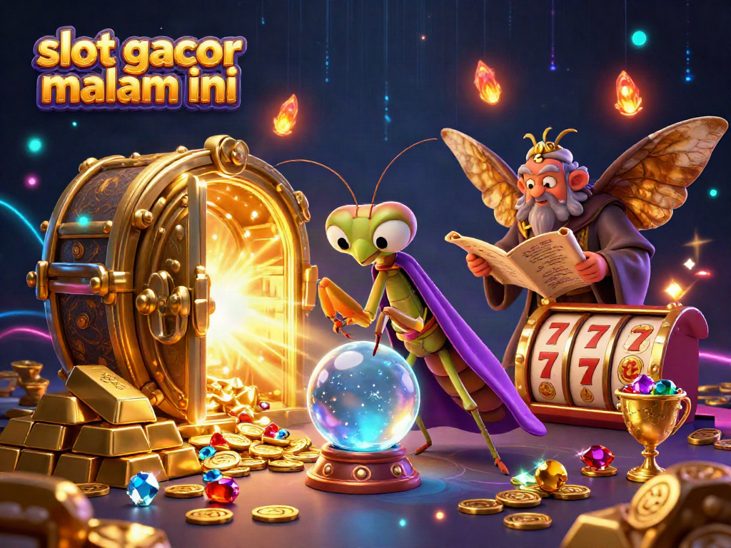 Slot gacor malam ini menghadirkan gambar ilustrasi slot dengan karakter menarik dan elemen kasino yang kaya.