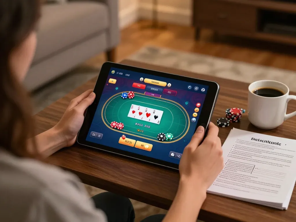 Engaging in online casino gaming at 92slot com with vibrant poker interface, showcasing responsible gambling.