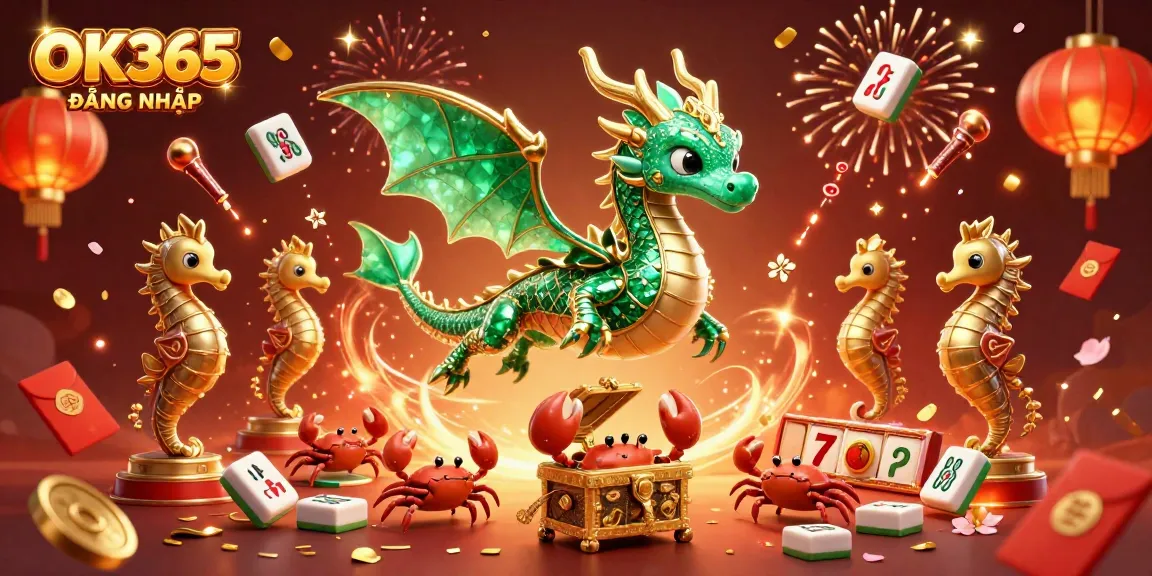 Experience captivating OK365 ĐĂNG NHẬP slots action with a vibrant treasure scene featuring a sea dragon and dynamic game elements.