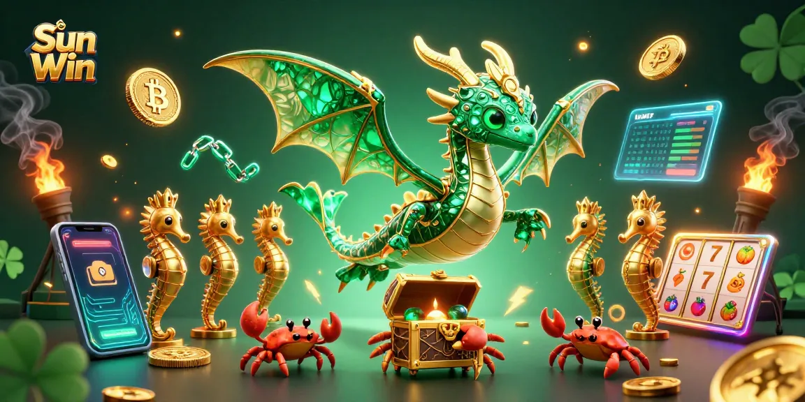 Engage in the magical world of Sun Win with vibrant sea creatures and shining crypto coins enhancing your gaming experience.