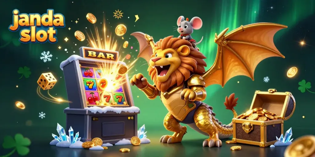 Merayakan kemenangan dari permainan janda slot dengan jackpot berlipat ganda dan karakter unik.
