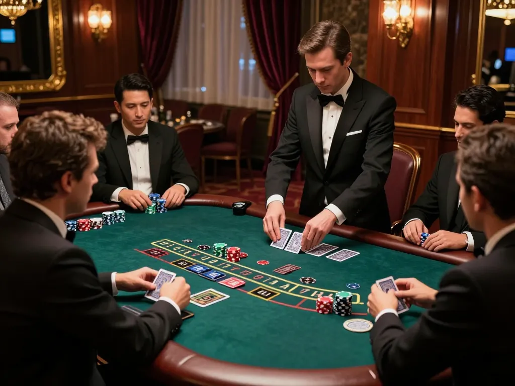 Experience the strategic gameplay at 388bet in an exclusive blackjack setting with intense players.