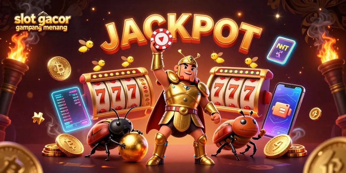 Menang besar di slot gacor gampang menang dengan karakter unik dalam ilustrasi kasino 3D.
