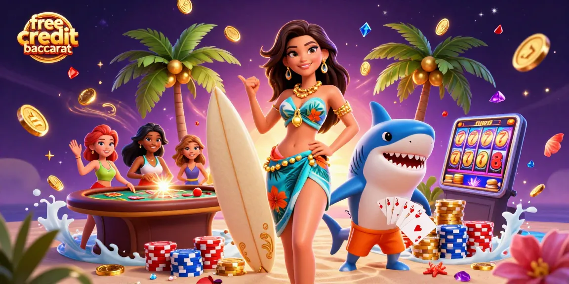 Experience free credit baccarat with engaging characters, vibrant colors, and dynamic casino elements.