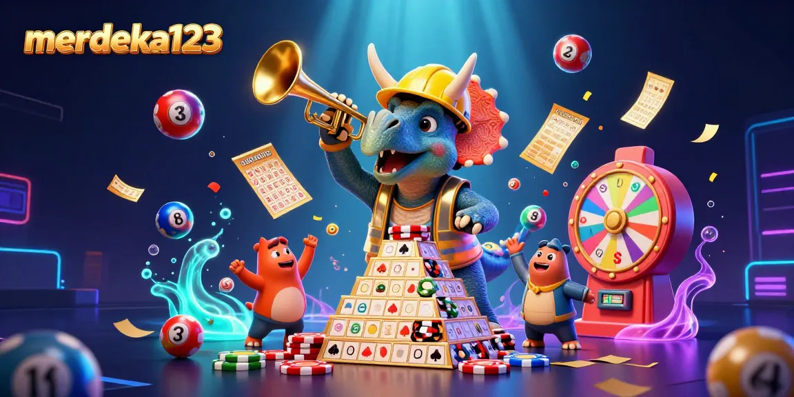 Permainan seru di merdeka123 dengan triceratops membangun tumpukan chips poker yang menarik.
