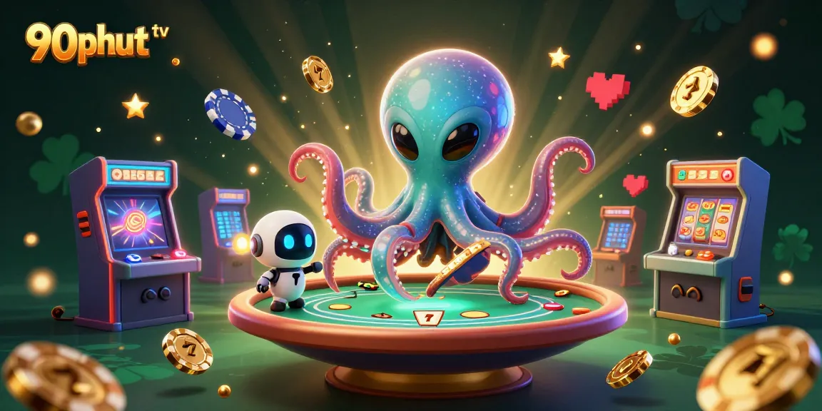 Experience 90phut tv with thrilling alien-themed gaming visuals and vibrant holographic details.