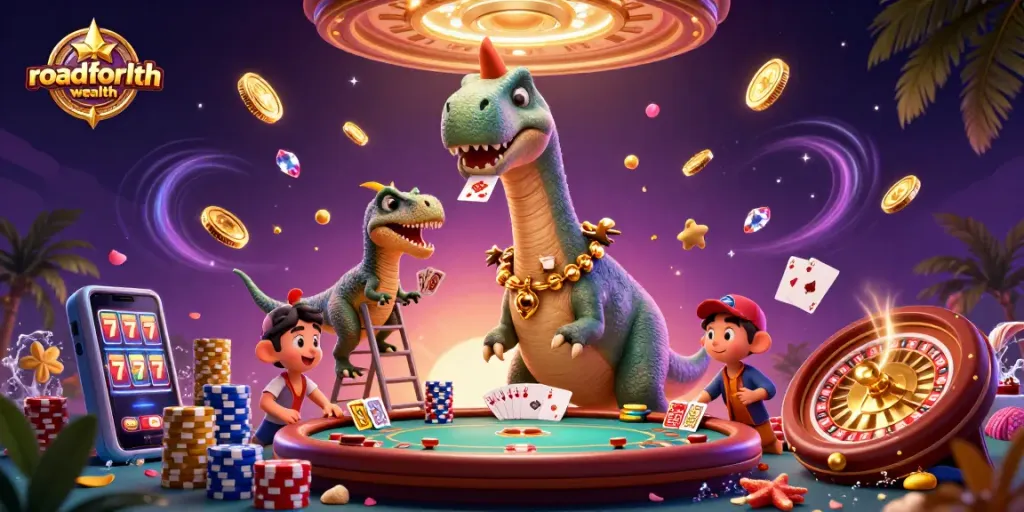 Experience thrilling gameplay at roadforthewealth with a vibrant 3D casino scene full of rich details.