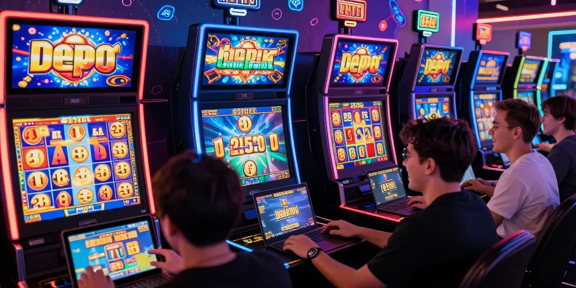 Exciting slot depo 5k gaming atmosphere with players engaging in lively interactions.