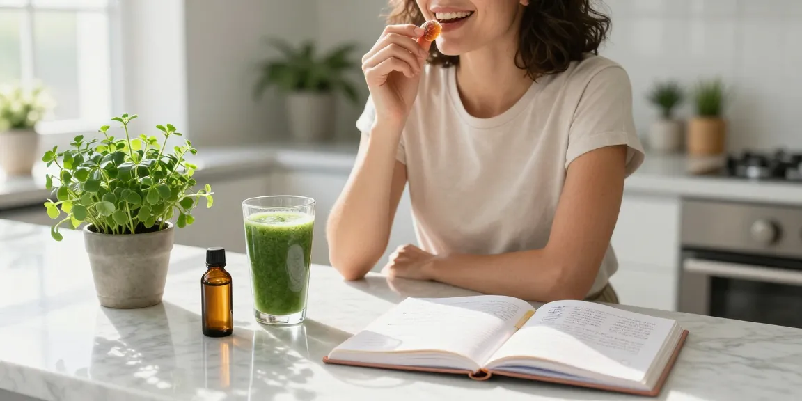 Discover weed gummies alongside CBD oil and fresh herbs in a bright, organic kitchen setting, promoting natural wellness.