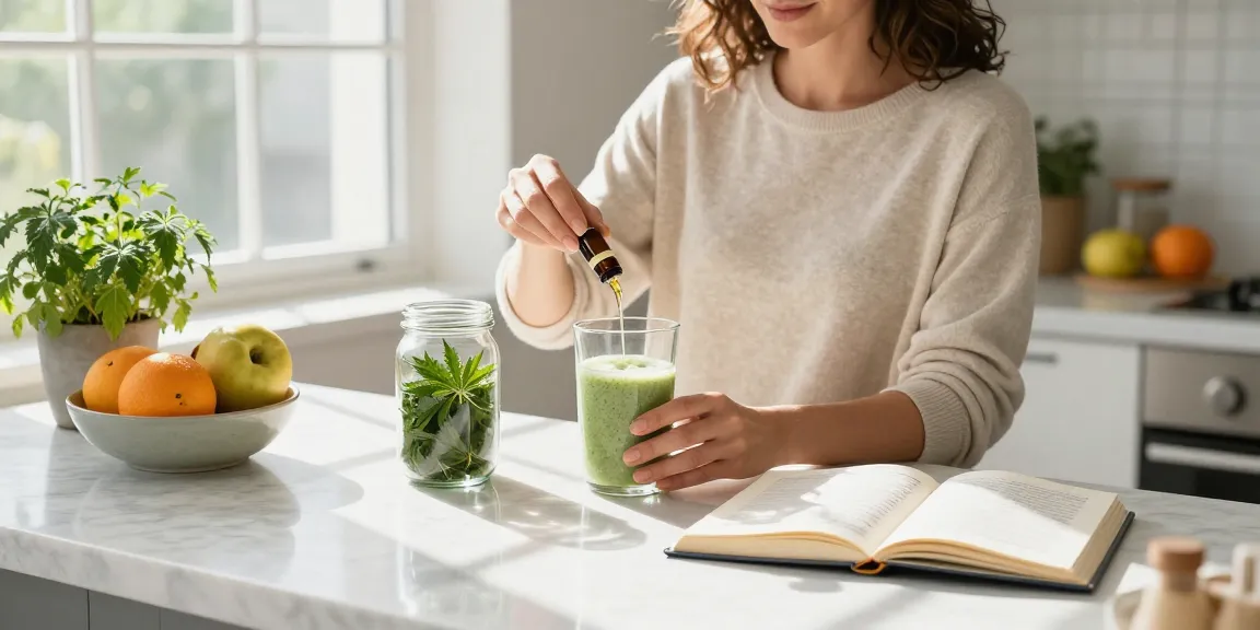 semi premium Ministry CBD oil used in a healthy morning routine, highlighting natural wellness and organic ingredients.