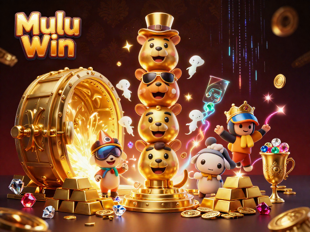 Experience vibrant gameplay with Mulu Win, featuring a golden totem and gleaming treasures in a dazzling casino scene.