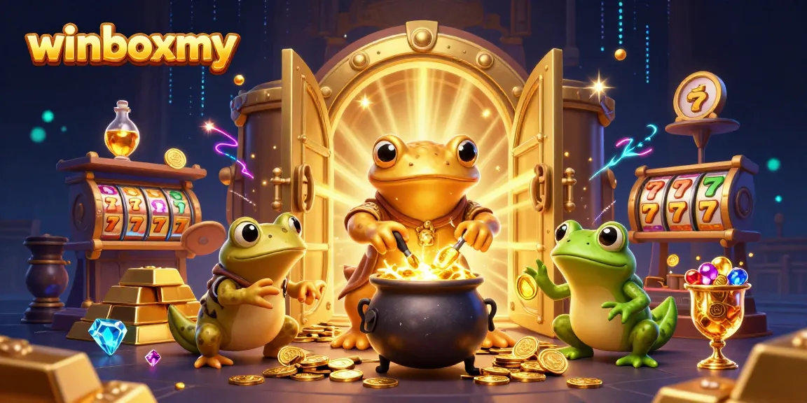 Experience the excitement of winboxmy as a golden salamander alchemist crafts casino riches amidst vibrant illustrations.