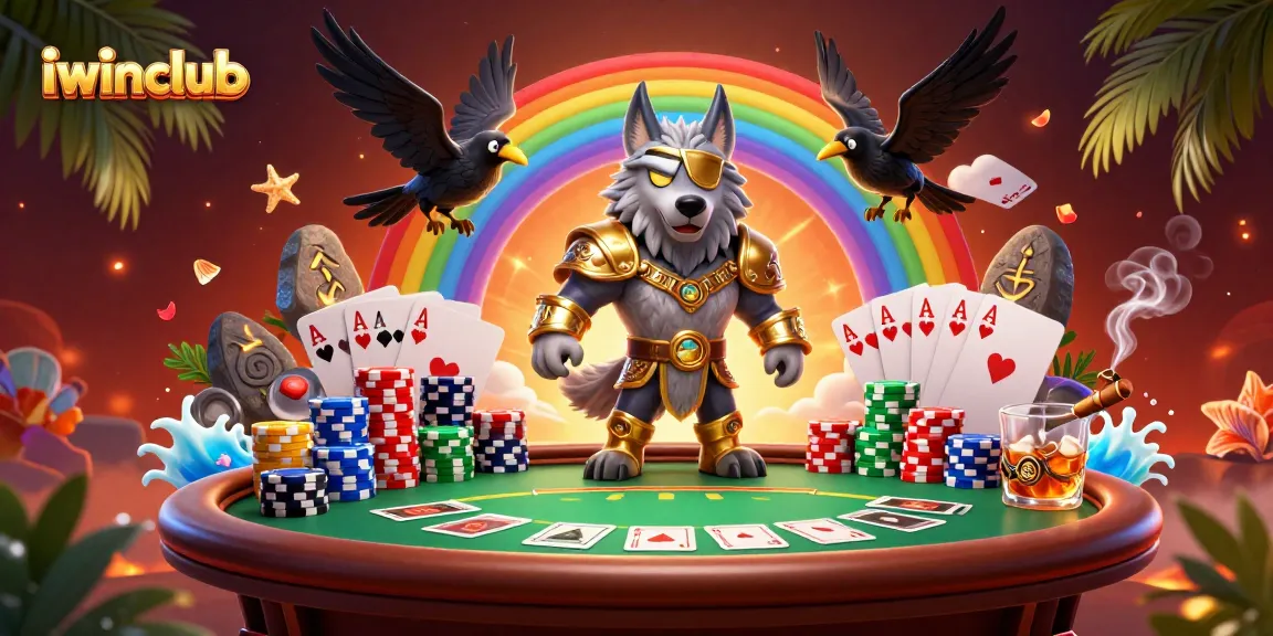 Play exciting casino games at iwinclub with a vibrant 3D Norse-themed illustration.