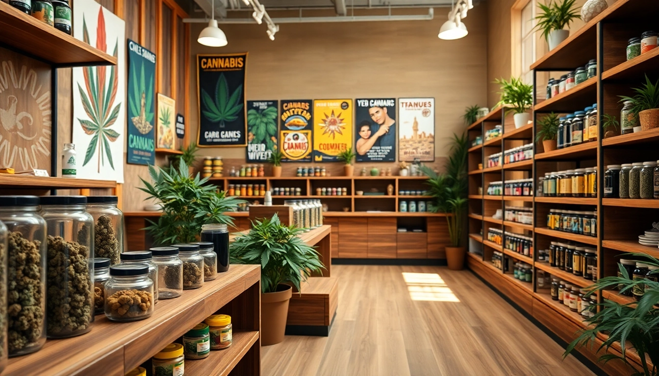 Shop vibrant strains at a welcoming Weed Store, featuring colorful jars and natural decor.
