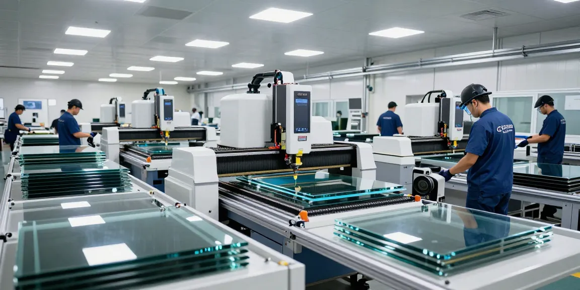 Glass machine suppliers showcasing advanced manufacturing technology and teamwork in a modern facility