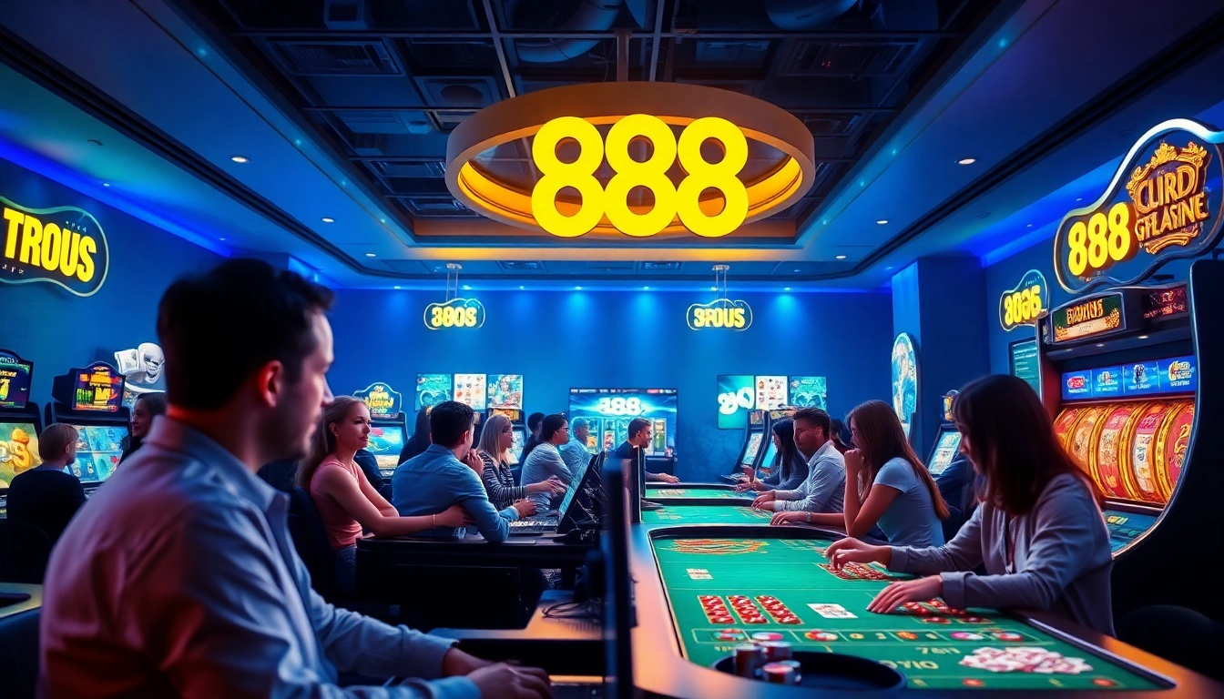Exciting online gaming atmosphere at 888 new with players enjoying diverse gambling options.