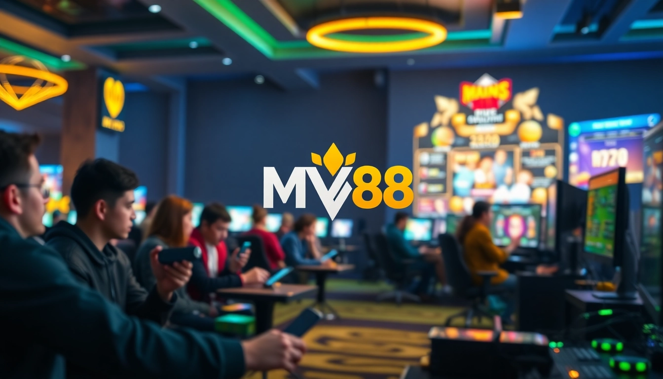 Engaging scene showcasing MV88 game online interface with players enjoying a vibrant gaming experience.