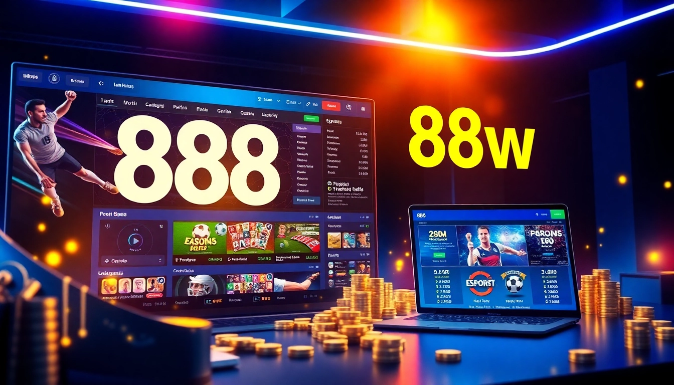 Exciting digital gambling interface featuring 888 new gaming options and vibrant colors.
