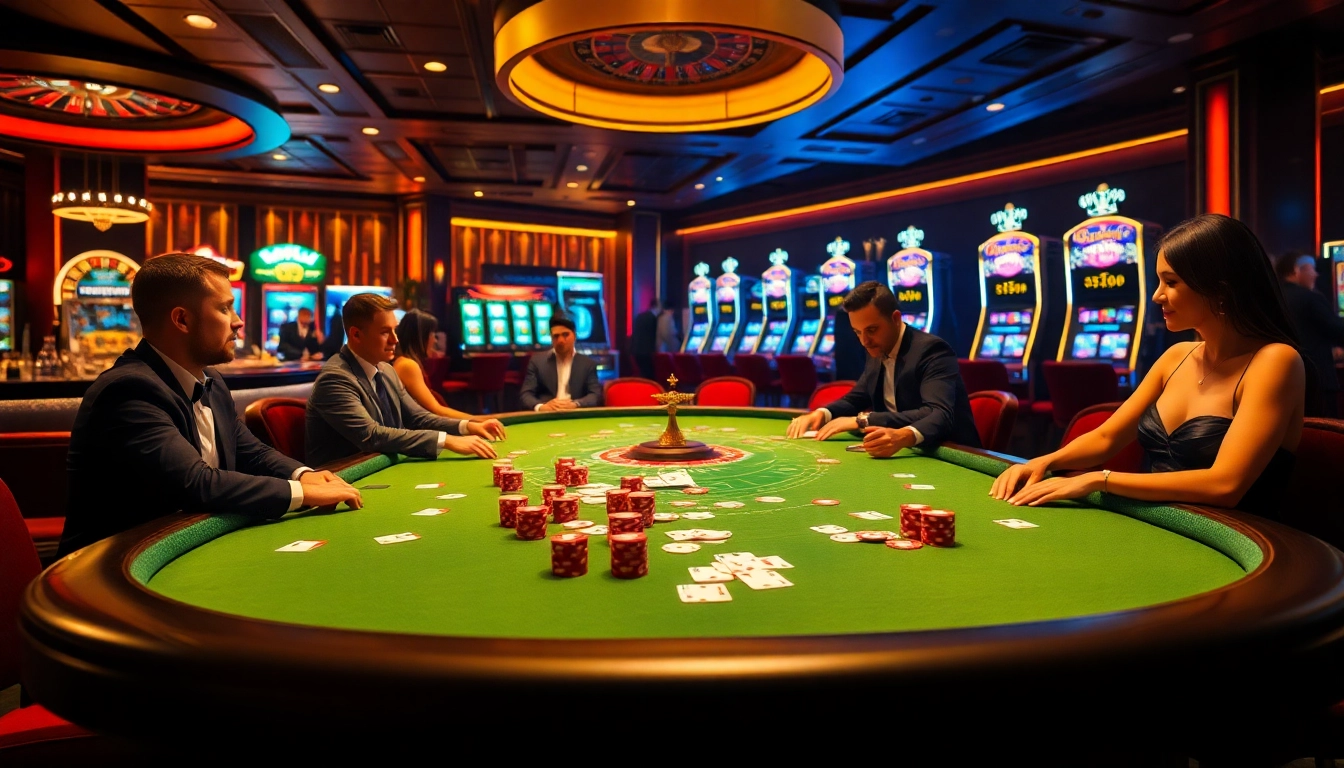 Experience thrilling gameplay at https://mm88.us.com/ with a vibrant poker table and luxury casino atmosphere.