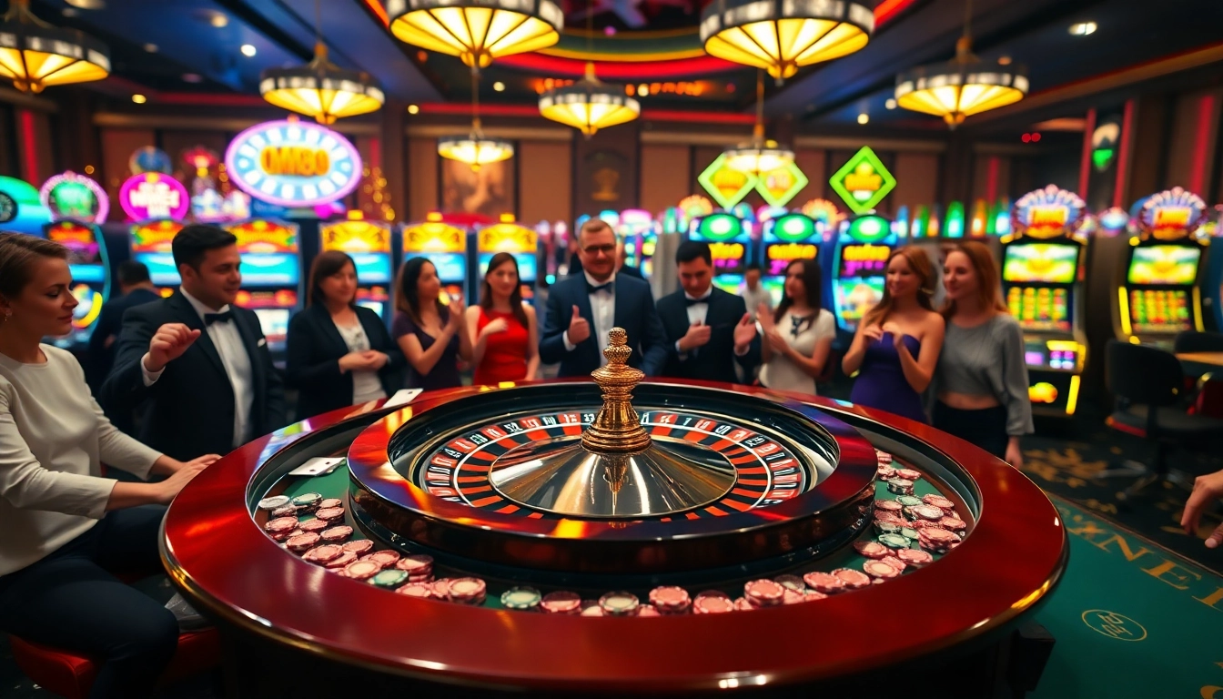 MM88 roulette table in an upscale casino with players enjoying their bets.
