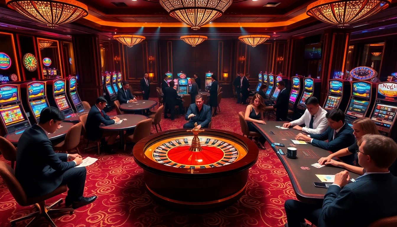 Experience the thrill of New888 with vibrant casino gameplay featuring poker tables and roulette.