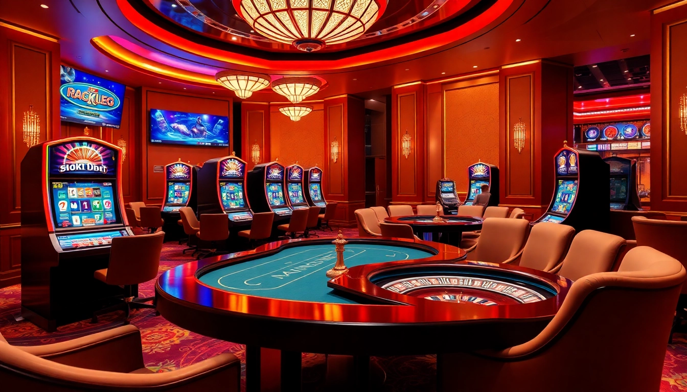 Engaging gamers on trang chủ nova88 with vibrant slot machines and roulette tables.